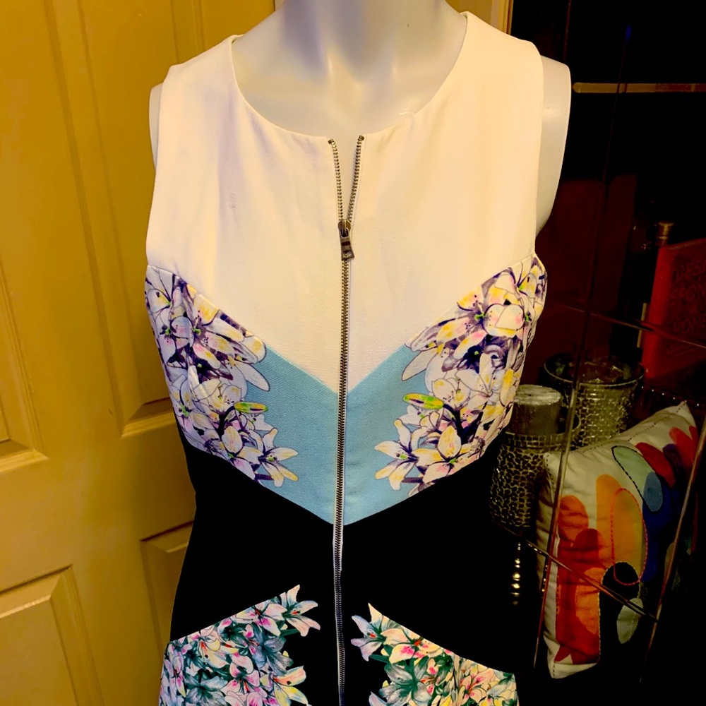 Blue and white dress